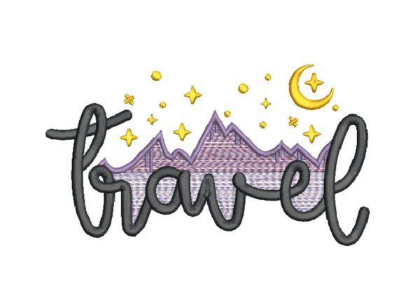 Mountain and Sky Embroidery Design
